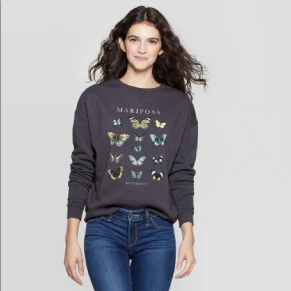 Gray Mariposa Fleece Sweatshirt